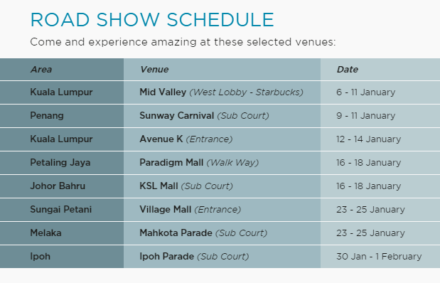 Honda HRV Road Show Schedule